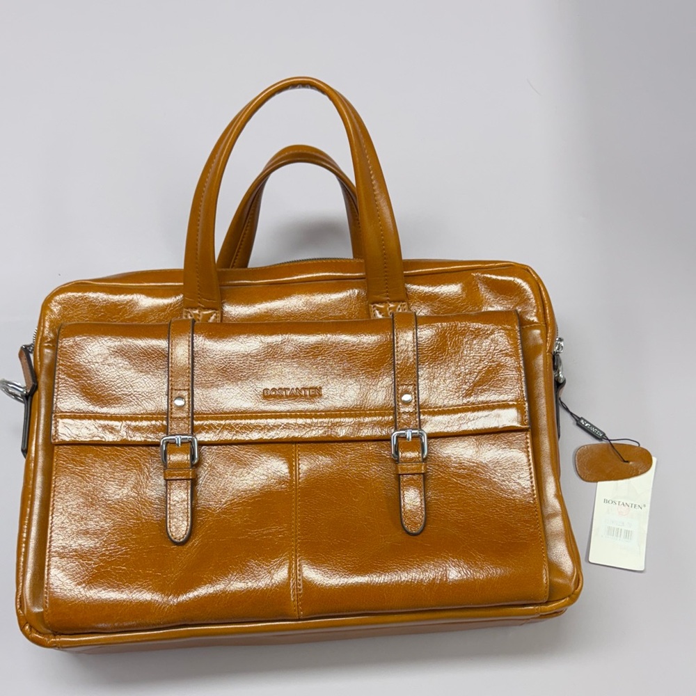 Bostanten NWT Men’s  Tan Leather Laptop Case